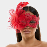 Floral Tulle Feather Lace Masquerade Halloween Party Mask - Madeline Love - Flyclothing LLC