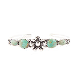 Floral Blue Turquoise and Sterling Silver Cuff Bracelet - Barse Jewelry