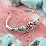 Floral Blue Turquoise and Sterling Silver Cuff Bracelet - Barse Jewelry