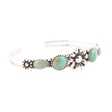 Floral Blue Turquoise and Sterling Silver Cuff Bracelet - Barse Jewelry