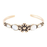 Floral White Mother of Pearl Golden Cuff Bracelet - Barse Jewelry - Flyclothing LLC