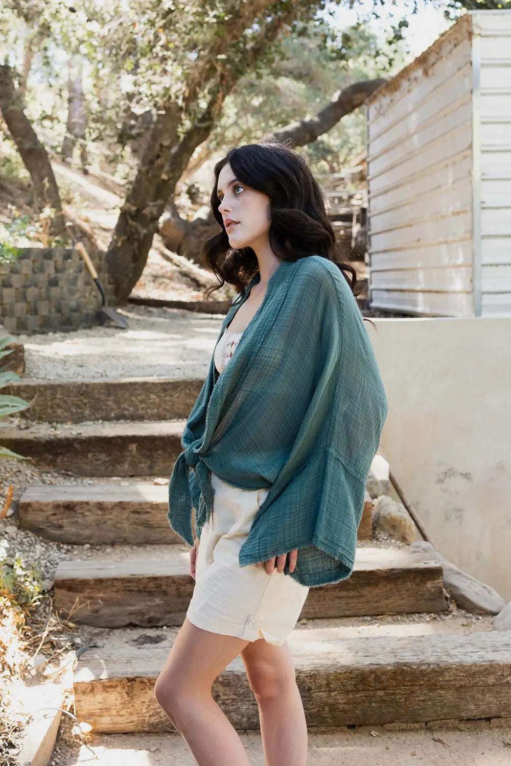 Flounce Tie-Front Kimono Wrap - Boho Clothing and Accessories - Flyclothing LLC