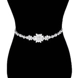 Flower Centered Sash Ribbon Bridal Wedding Belt Headband - Madeline Love - Flyclothing LLC
