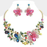 Flower Glass Stone Embellished Evening Necklace - Madeline Love - Flyclothing LLC