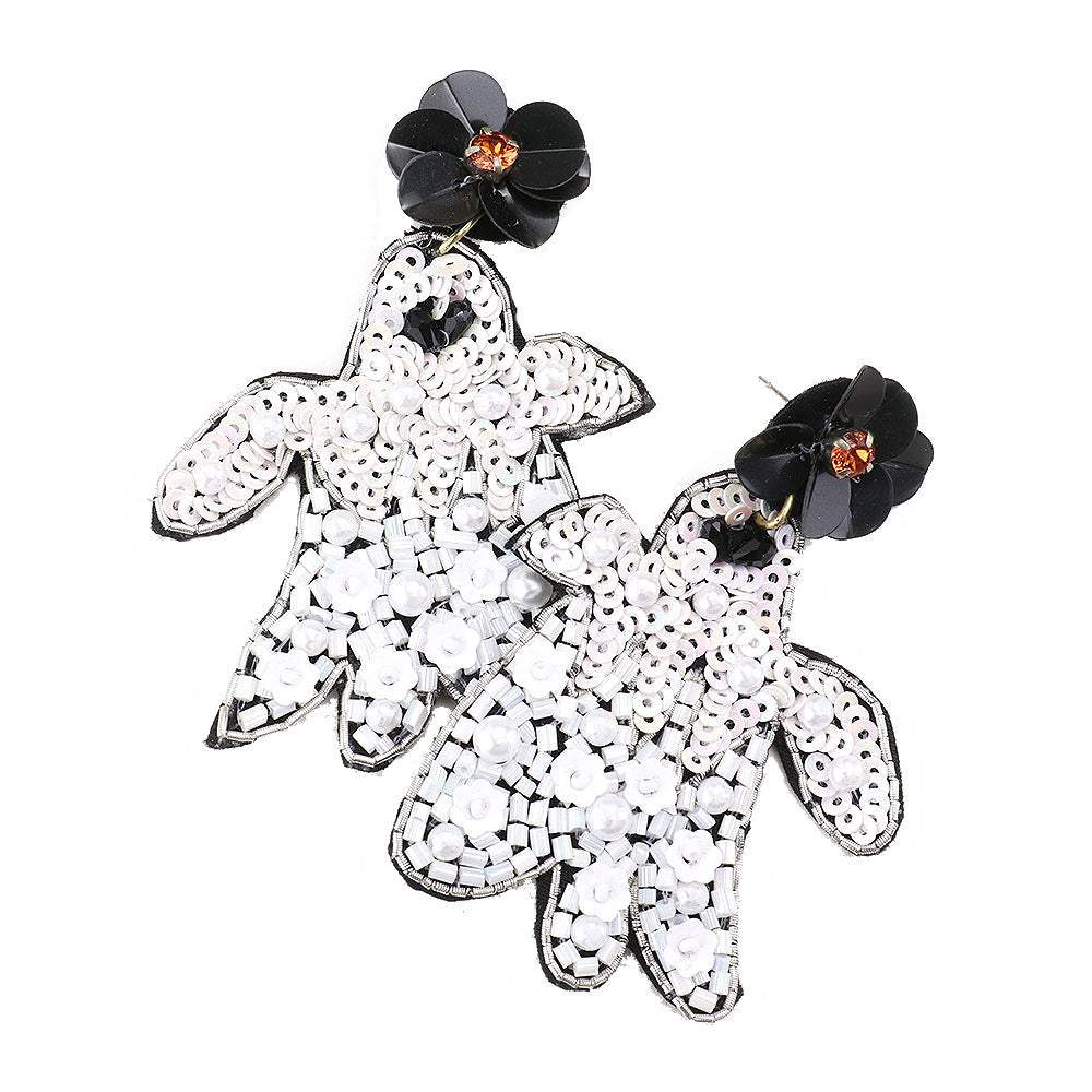 Flower Multi Bead Ghost Earrings Halloween Earrings - Madeline Love - Flyclothing LLC