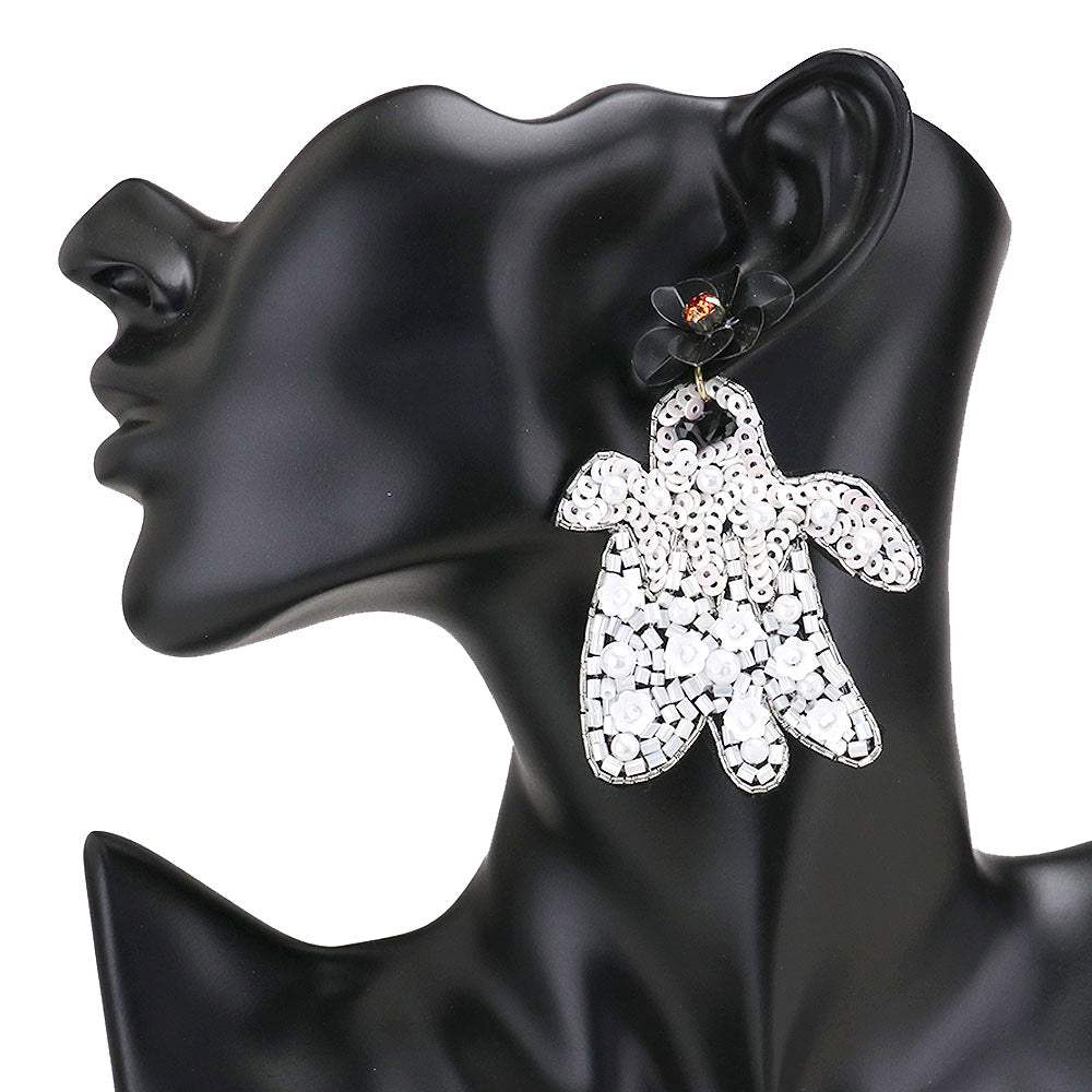 Flower Multi Bead Ghost Earrings Halloween Earrings - Madeline Love - Flyclothing LLC