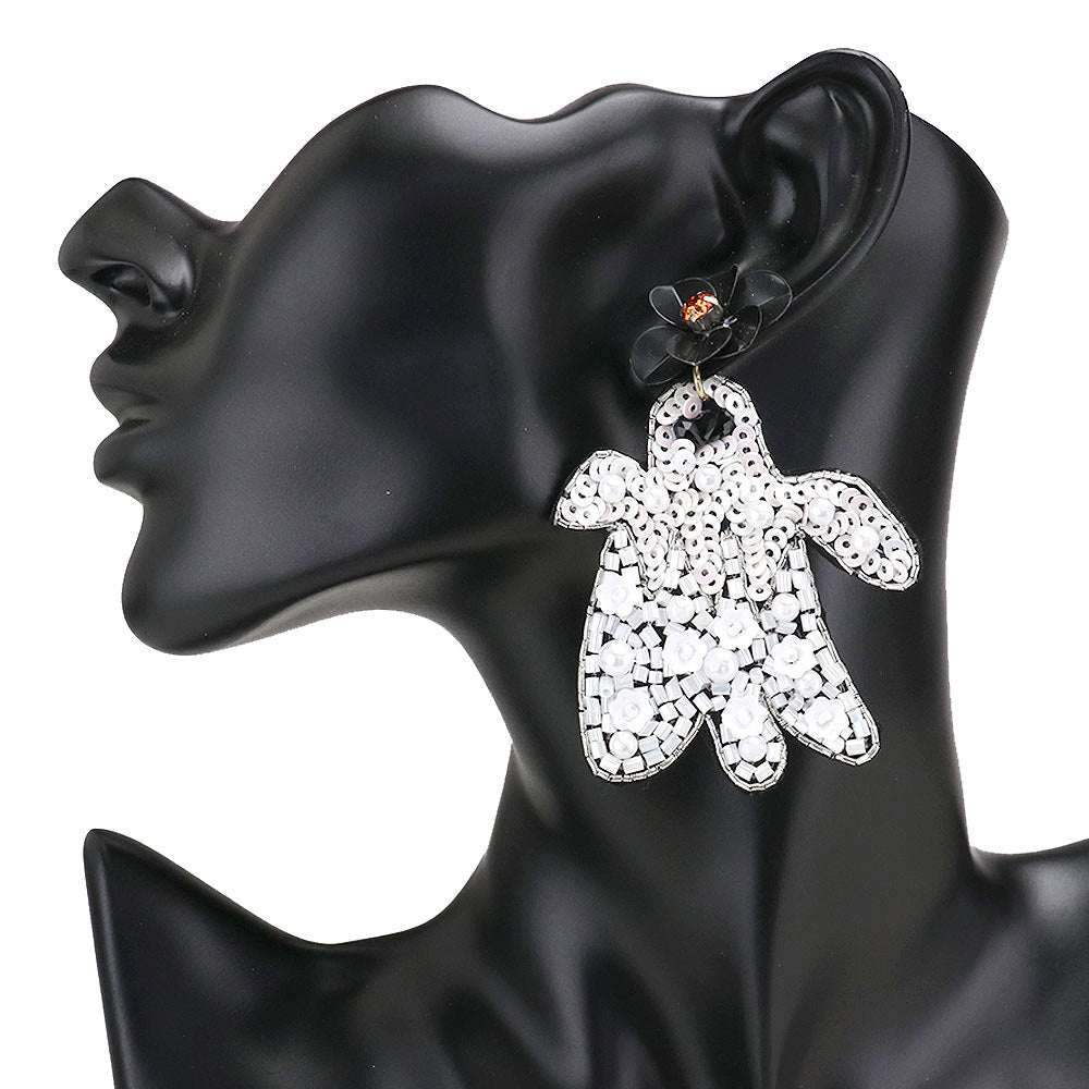 Flower Multi Bead Ghost Earrings Halloween Earrings - Madeline Love - Flyclothing LLC