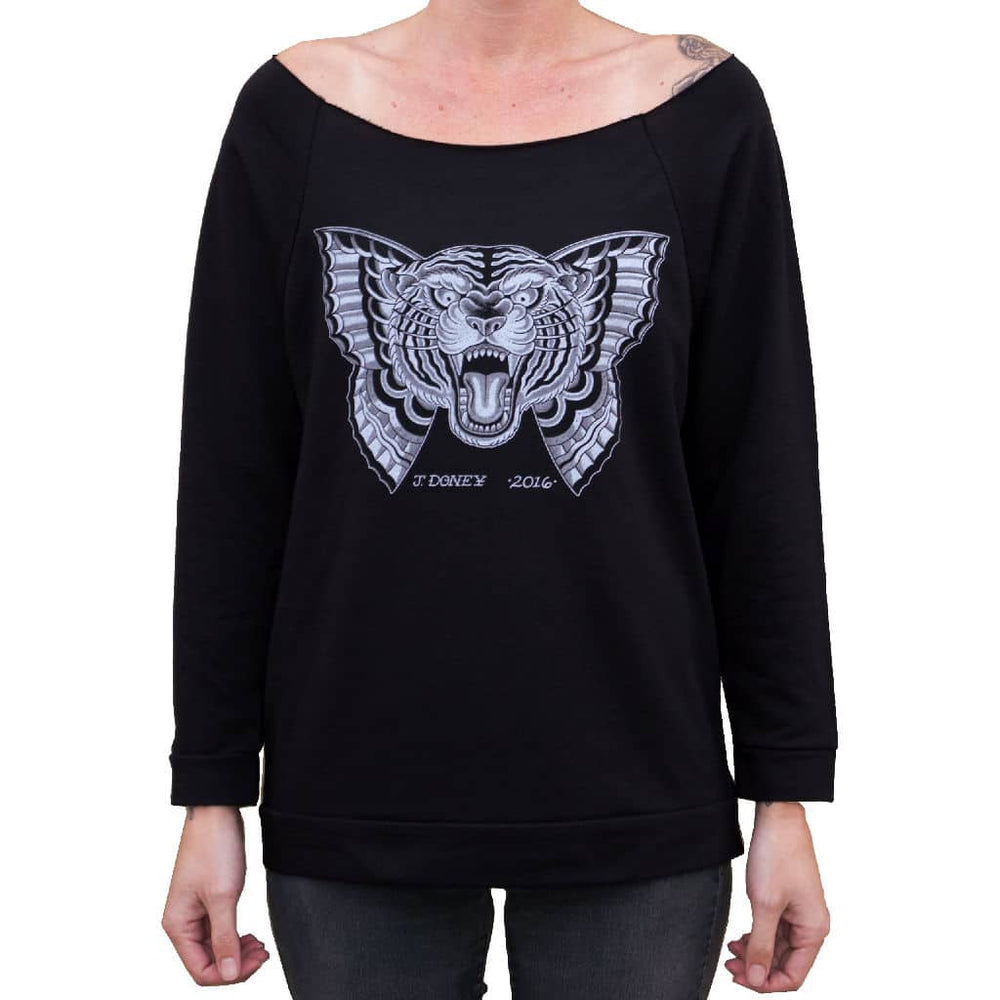 Black Market Art Company Flying Tiger Women's Unfinished Scoop Neck SweatShirt