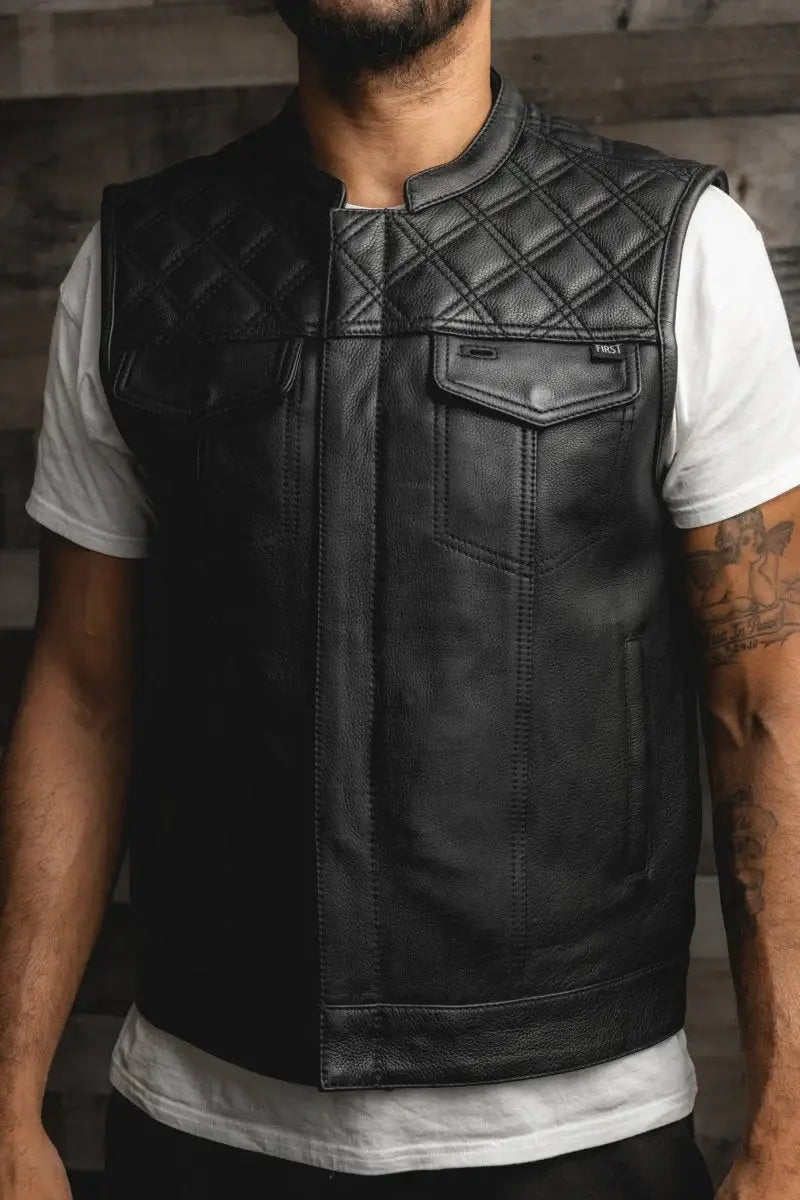 FMCo Men's Signature Leather Vest - First Manufacturing Company - Flyclothing LLC