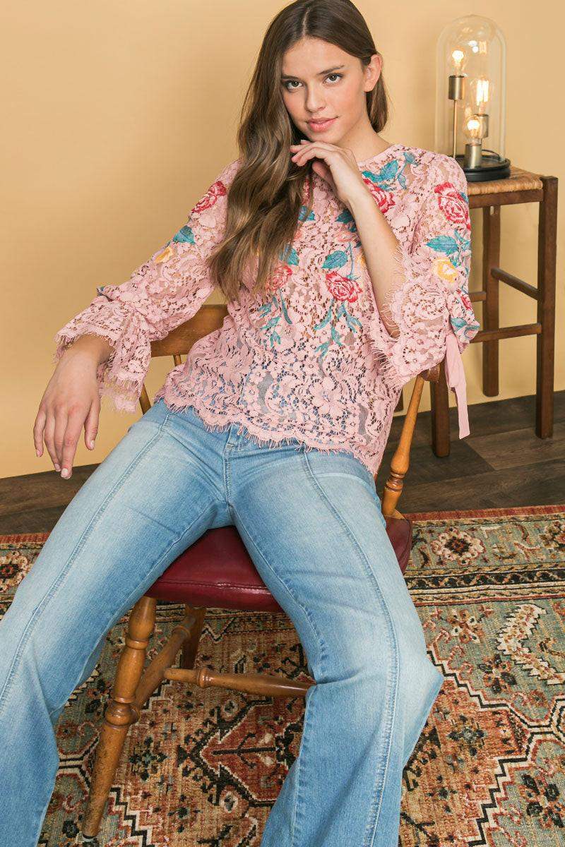 EMBROIDERED LACE TOP - Flying Tomato - Flyclothing LLC