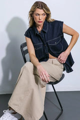 LET'S JUST RELAX DENIM TOP - Flying Tomato - Flyclothing LLC