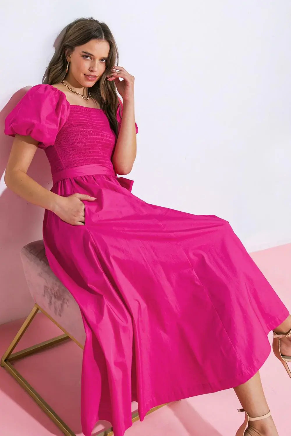 A PEACEFUL PLACE WOVEN MIDI DRESS - Flying Tomato - Flyclothing LLC