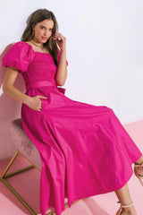 A PEACEFUL PLACE WOVEN MIDI DRESS - Flying Tomato - Flyclothing LLC
