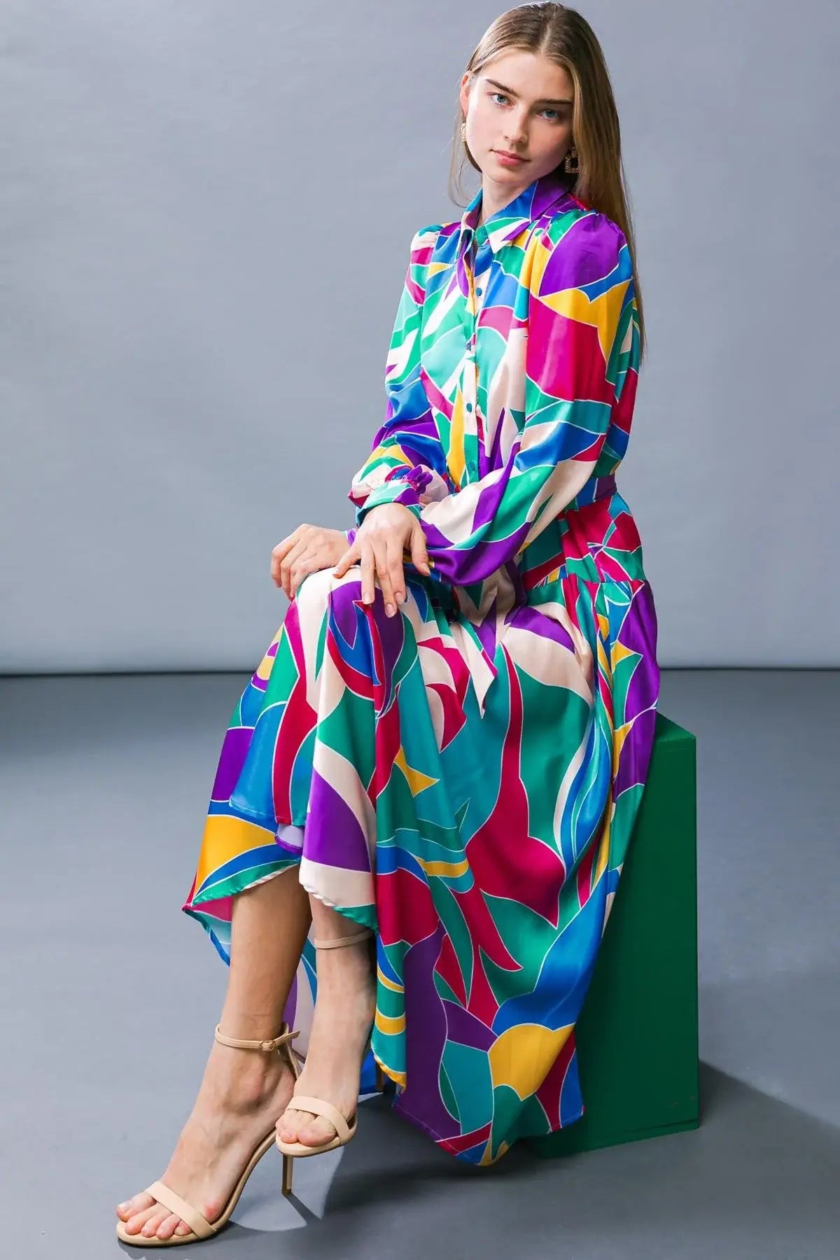 FOCUSED ON PRIORITIES WOVEN MIDI DRESS - Flying Tomato - Flyclothing LLC