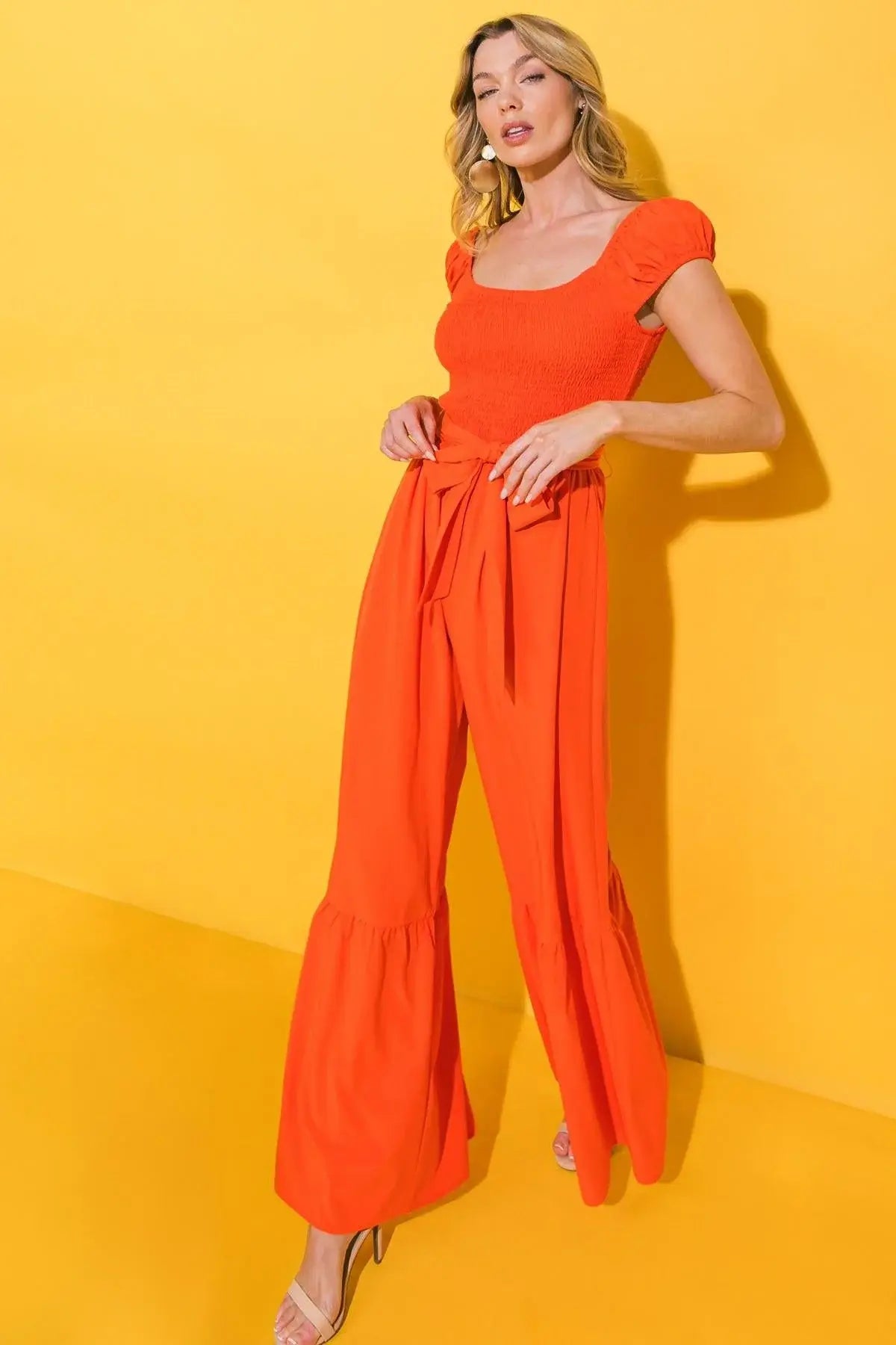 SMILE AFTERNOON IN WOVEN JUMPSUIT - Flying Tomato - Flyclothing LLC