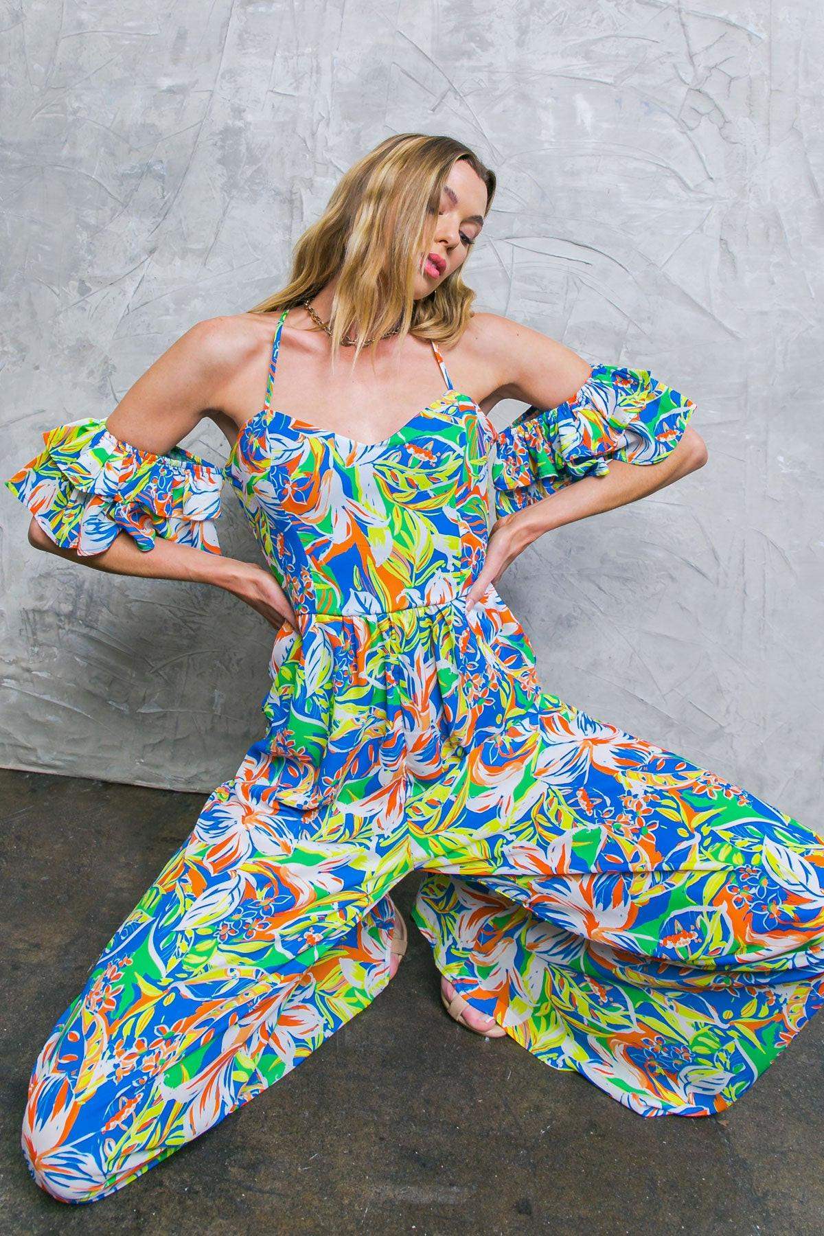 UNSEEN BEAUTY FLORAL WOVEN JUMPSUIT - Flying Tomato - Flyclothing LLC