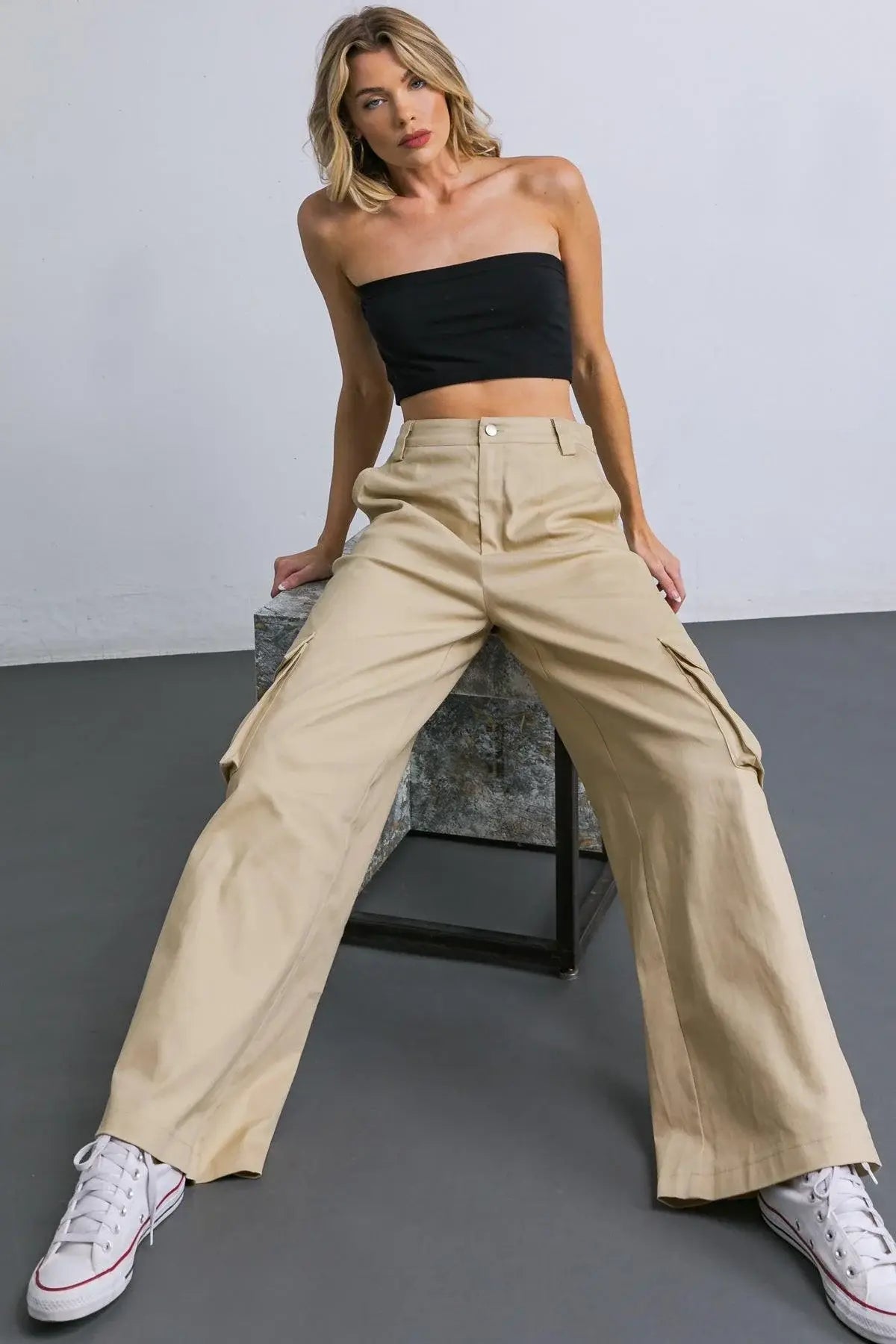 ADORABLE POSH WOVEN CARGO PANTS - Flying Tomato - Flyclothing LLC
