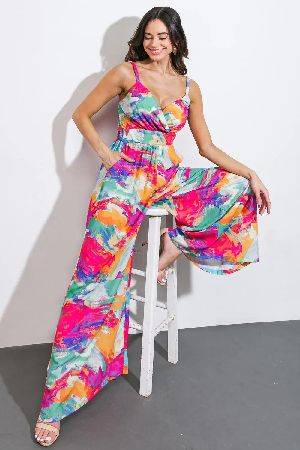 WANDERING AROUND WOVEN JUMPSUIT - Flying Tomato - Flyclothing LLC
