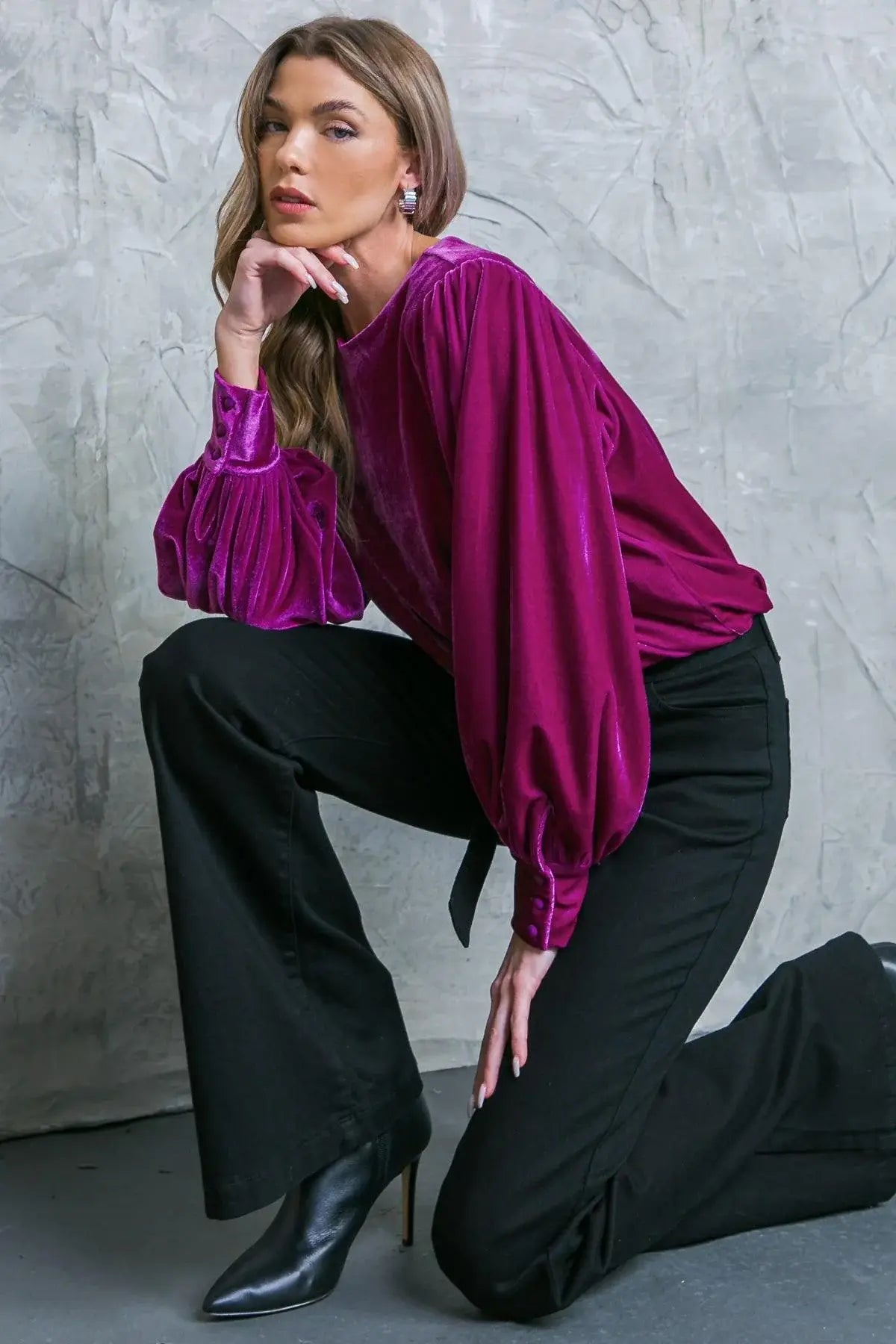 IT'S YOUR TIME VELVET TOP - Flying Tomato - Flyclothing LLC