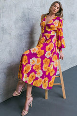 LOOK AT HER FLORAL WOVEN MIDI DRESS - Flying Tomato - Flyclothing LLC