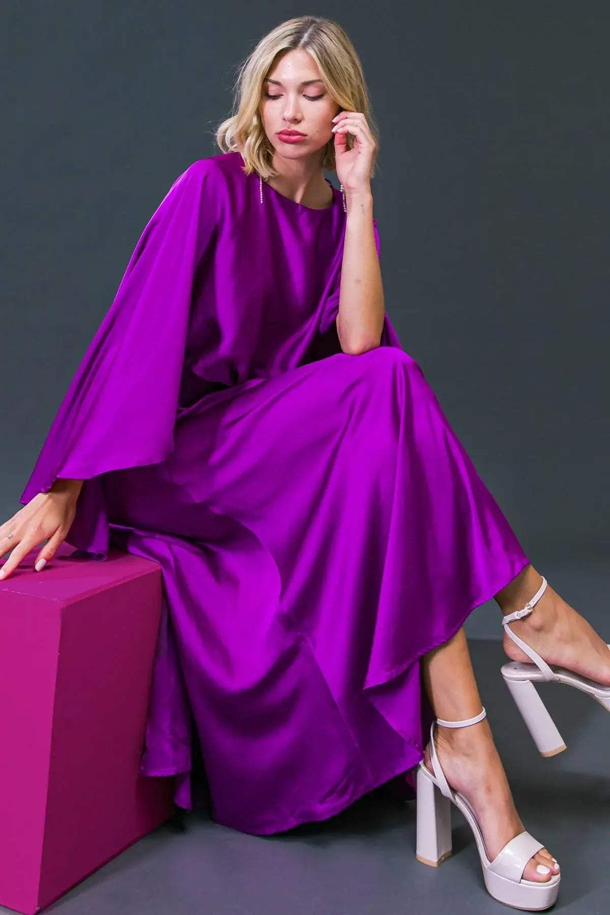 CAUGHT FEELINGS WOVEN MIDI DRESS - Flying Tomato - Flyclothing LLC