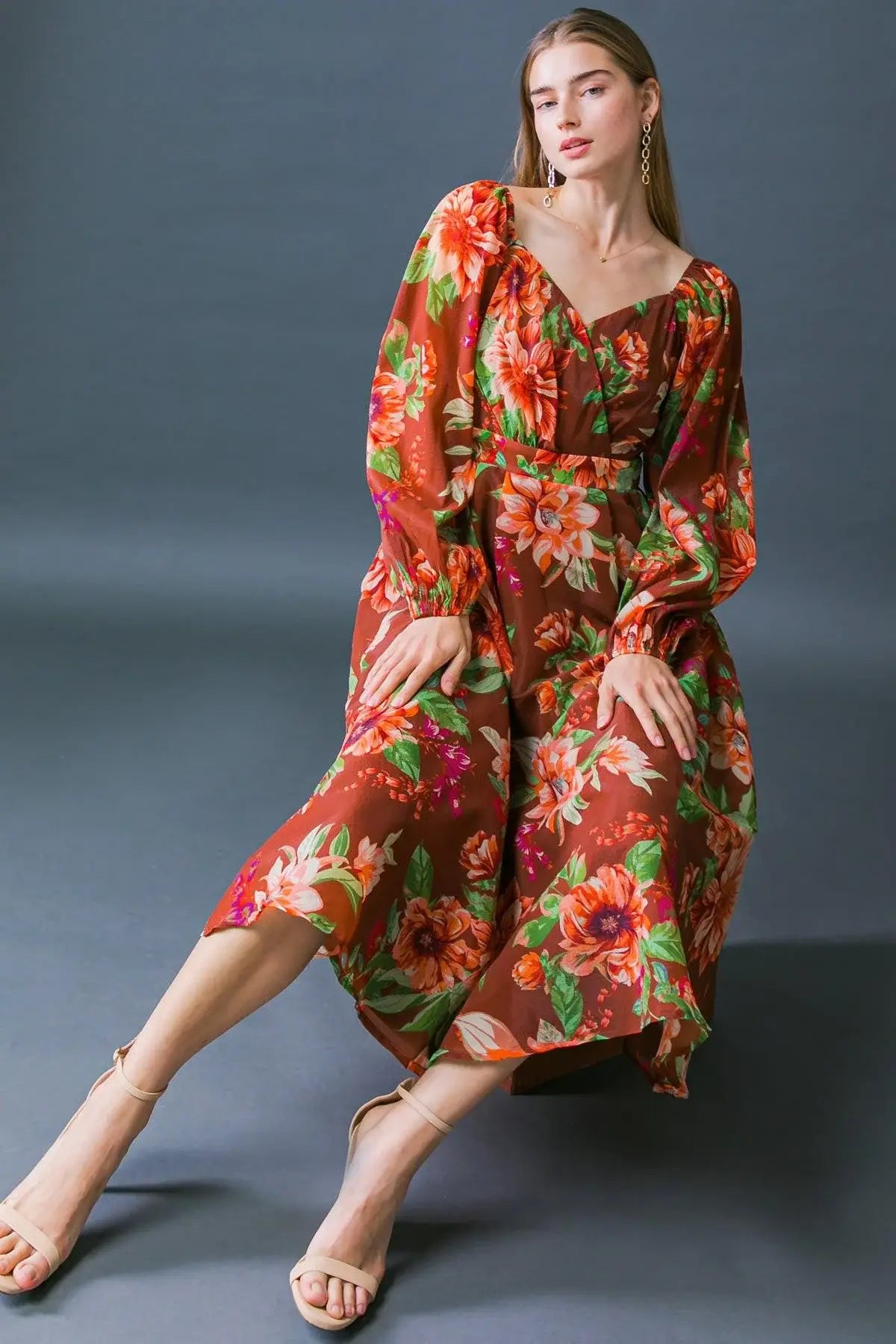 LET IT HAPPEN WOVEN ORGNZA MIDI DRESS - Flying Tomato - Flyclothing LLC