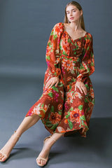 LET IT HAPPEN WOVEN ORGNZA MIDI DRESS - Flying Tomato - Flyclothing LLC