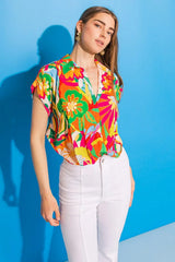 SWEET DREAMS FLORAL WOVEN TOP - Flying Tomato - Flyclothing LLC