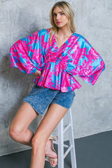 HERE WE GO AGAIN BLUE WOVEN TOP - Flying Tomato - Flyclothing LLC