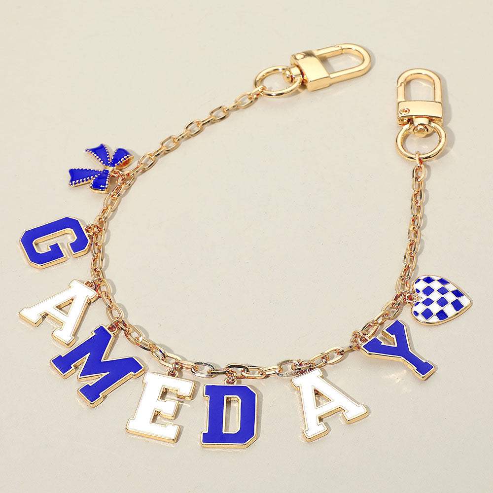 Football GAME DAY Message Bow Heart Charm Station Bag Chain Charm - Madeline Love - Flyclothing LLC