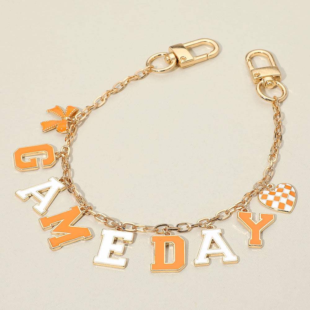 Football GAME DAY Message Bow Heart Charm Station Bag Chain Charm - Madeline Love - Flyclothing LLC