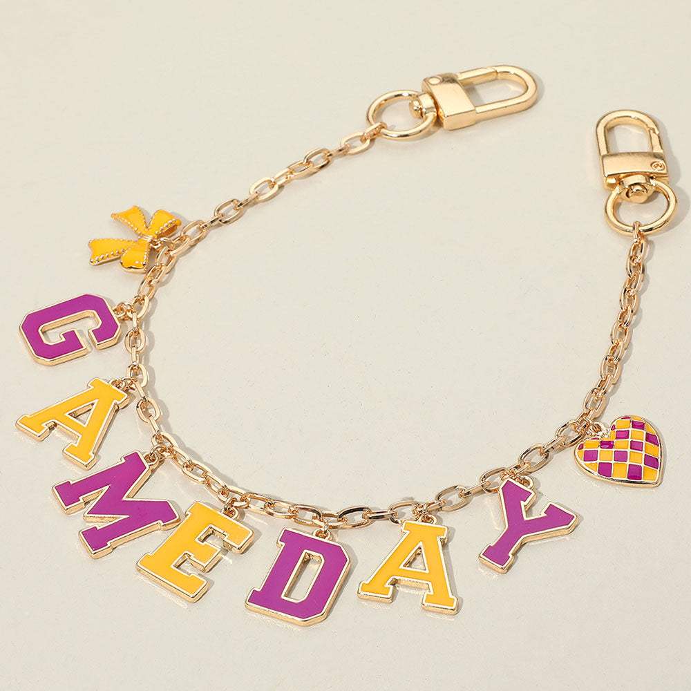 Football GAME DAY Message Bow Heart Charm Station Bag Chain Charm - Madeline Love - Flyclothing LLC