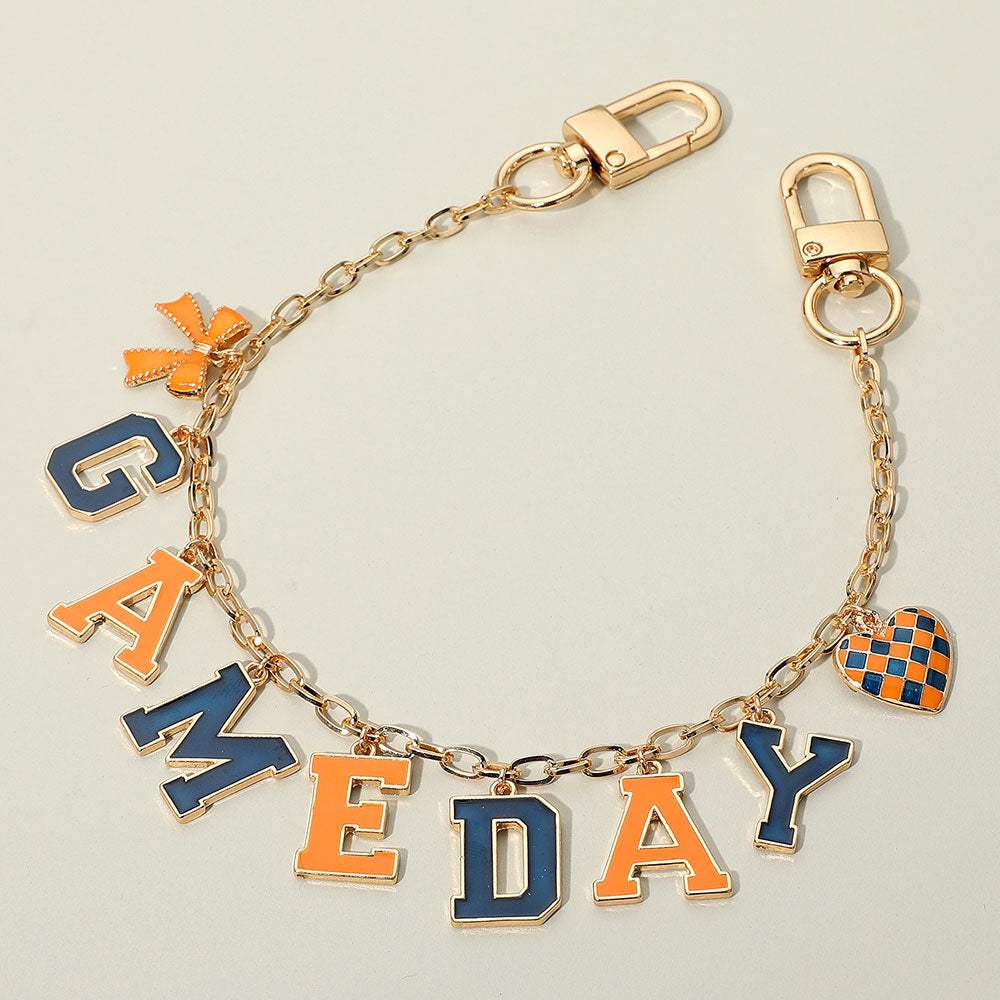 Football GAME DAY Message Bow Heart Charm Station Bag Chain Charm - Madeline Love - Flyclothing LLC