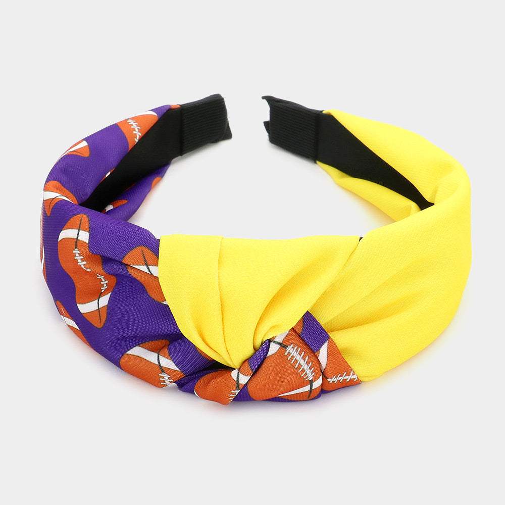 Football Patterned Knot Burnout Headband - Madeline Love - Flyclothing LLC