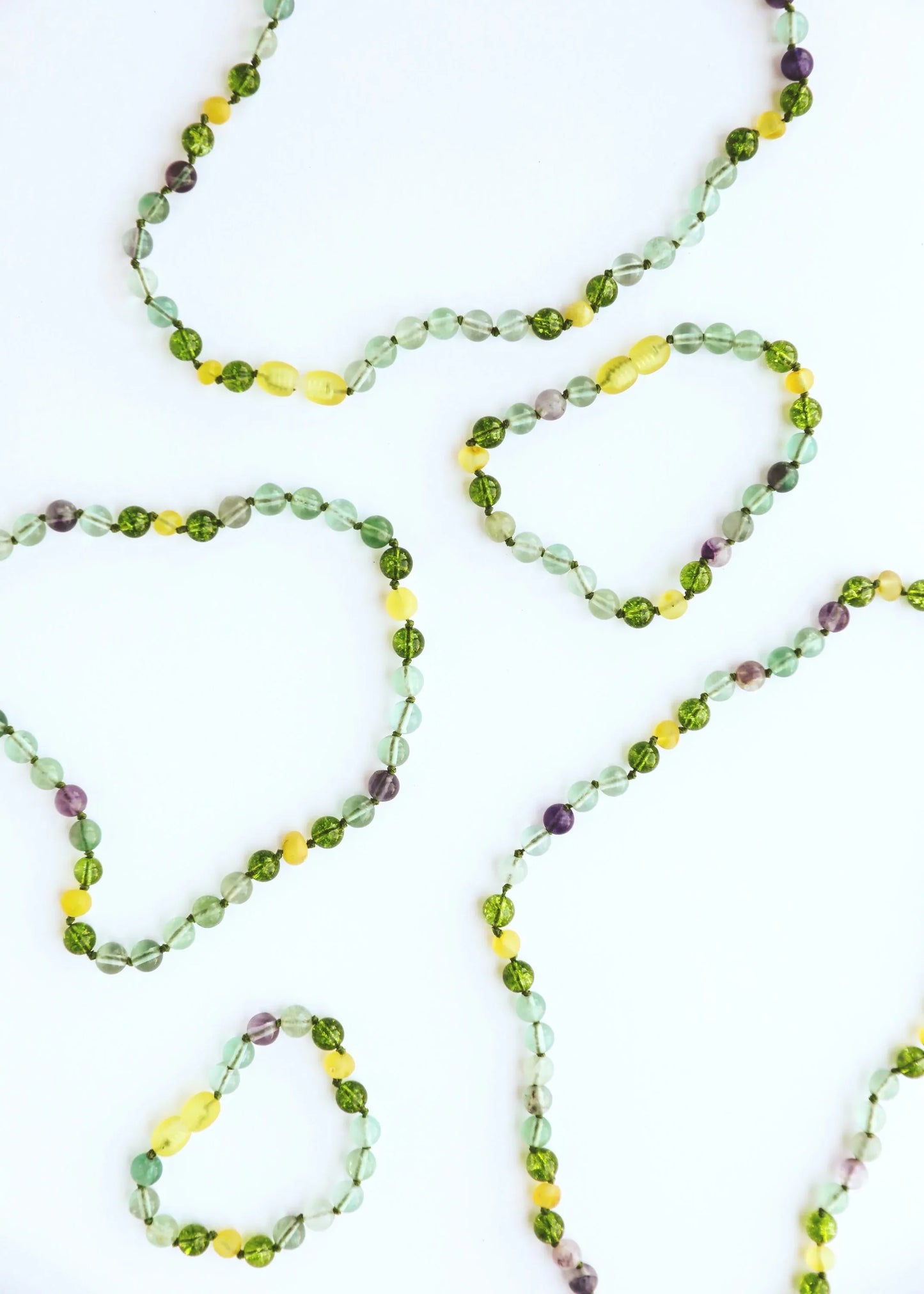 Raw Baltic Sea Amber + Fluorite + Peridot || Gemstone Necklace - CanyonLeaf - Flyclothing LLC