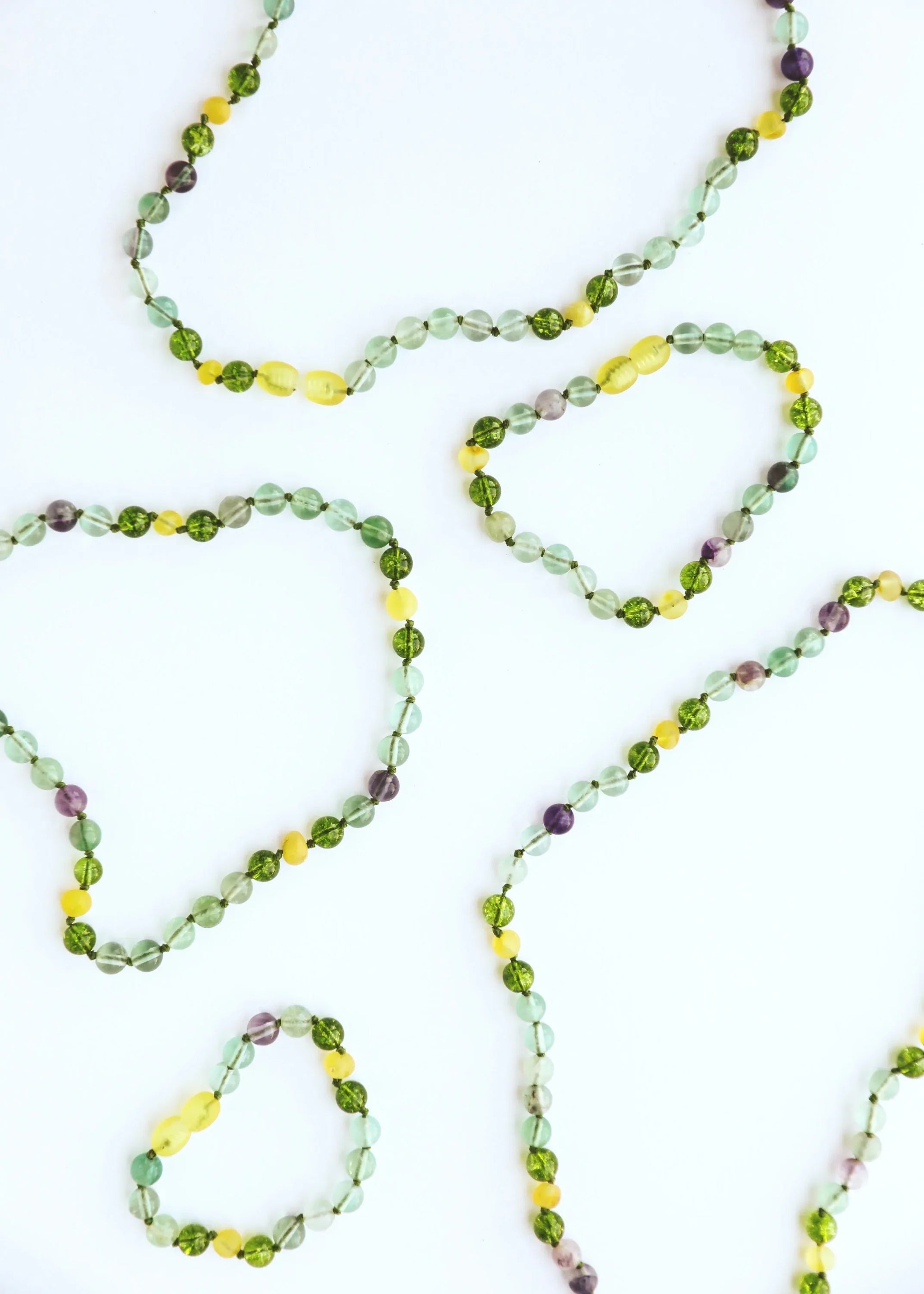 Raw Baltic Sea Amber + Fluorite + Peridot || Gemstone Necklace - CanyonLeaf - Flyclothing LLC