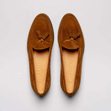 16-583-TAB FRANCO Suede Calfskin Tassel Loafer, Tobacco - Zelli Italia - Flyclothing LLC