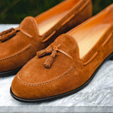 16-583-TAB FRANCO Suede Calfskin Tassel Loafer, Tobacco - Zelli Italia - Flyclothing LLC