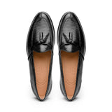 14-580-BLK FRANCO Teju Lizard Tassel Loafer, Black - Zelli Italia - Flyclothing LLC