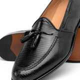14-580-BLK FRANCO Teju Lizard Tassel Loafer, Black - Zelli Italia - Flyclothing LLC