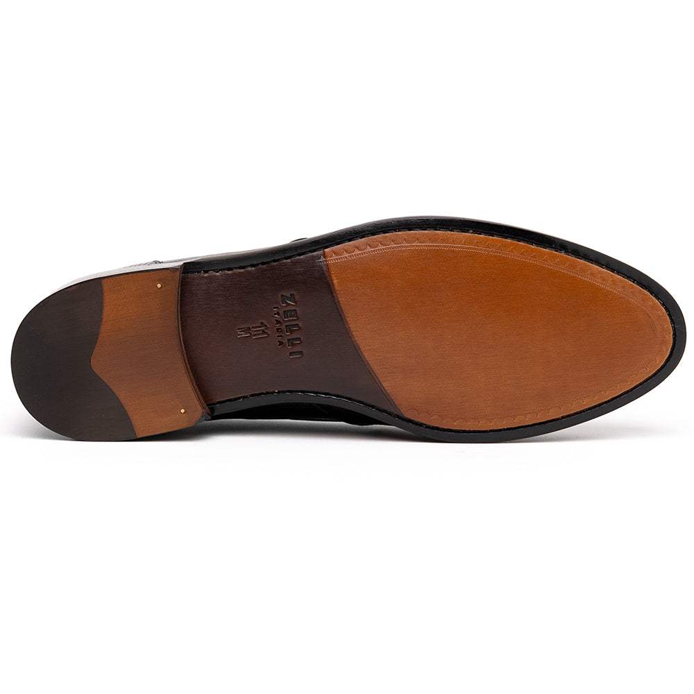 14-580-BLK FRANCO Teju Lizard Tassel Loafer, Black - Zelli Italia - Flyclothing LLC
