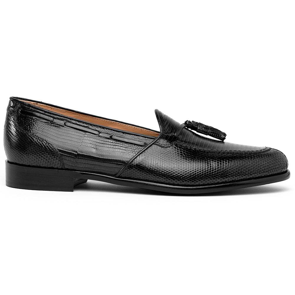 14-580-BLK FRANCO Teju Lizard Tassel Loafer, Black - Zelli Italia - Flyclothing LLC