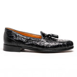 13-581-BLK FRANCO Ostrich Tassel Loafer, Black - Zelli Italia - Flyclothing LLC