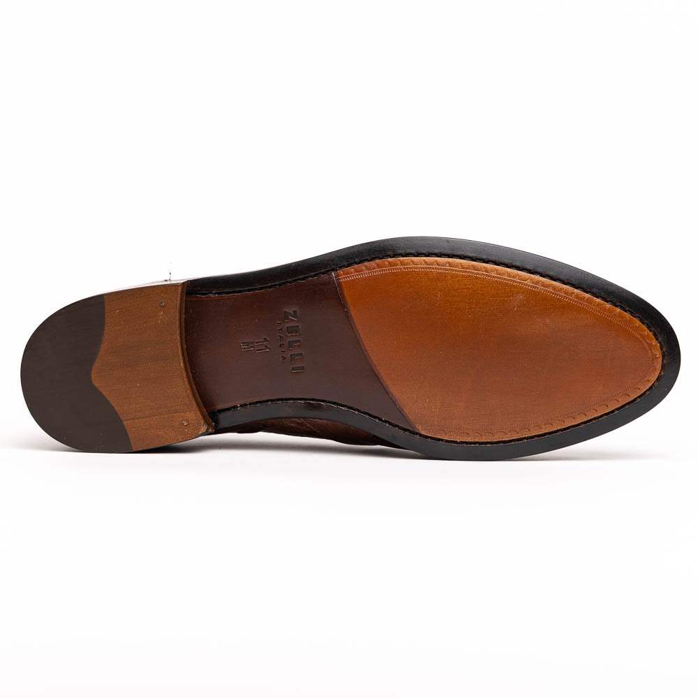 13-581-BRN FRANCO Ostrich Tassel Loafer, Brown - Zelli Italia - Flyclothing LLC
