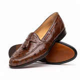 13-581-BRN FRANCO Ostrich Tassel Loafer, Brown - Zelli Italia - Flyclothing LLC