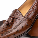 13-581-BRN FRANCO Ostrich Tassel Loafer, Brown - Zelli Italia - Flyclothing LLC