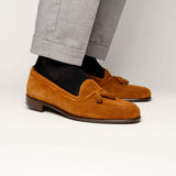 16-583-TAB FRANCO Suede Calfskin Tassel Loafer, Tobacco - Zelli Italia - Flyclothing LLC