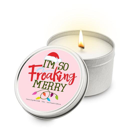 Im So Freakin Merry 5.5 oz Soy Blend Travel Candle Tin - JGI