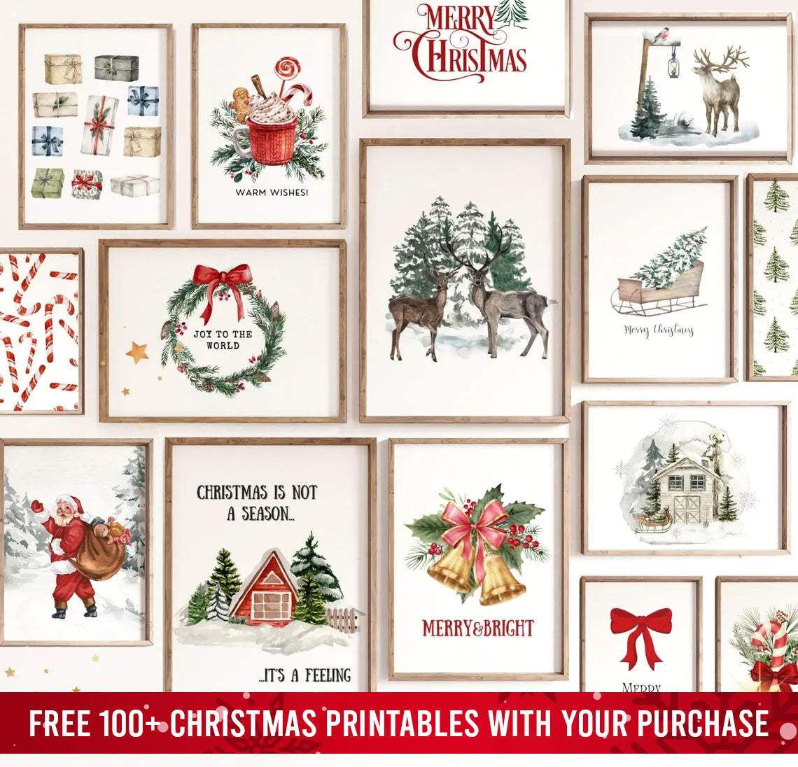 Vintage Christmas Tree Wall Art with Free 100+ Christmas Print - Tailored Canvases - Flyclothing LLC