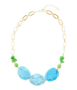 Fresh Twist Lime and Blue Agate Golden Chunky Necklace - Barse Jewelry - Flyclothing LLC